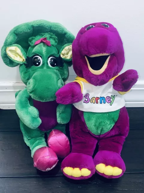 BARNEY & BABY Bop Plush Lot Vintage Stuffed Animal Doll Purple Dinosaur ...