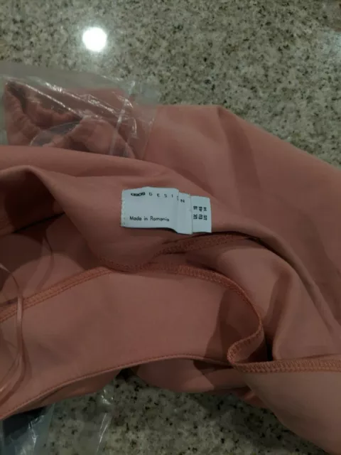 ASOS DESIGN one shoulder puff sleeve ruffle midi dress in rose US 14 retails$70