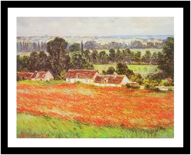 Claude Monet Poster Kunstdruck Bild im Alu Rahmen Mohnfeld in Giverny 40x50cm