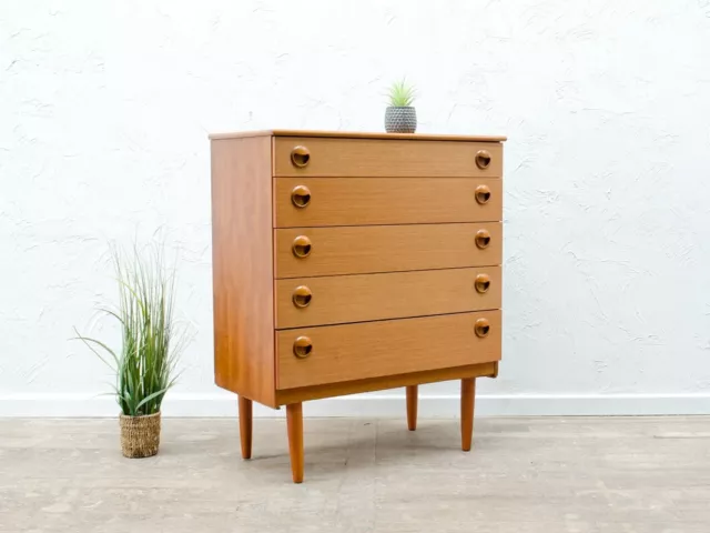 A Schreiber  Mid Century Chest Of 5 Drawers Tallboy 1970'S Delivery Option