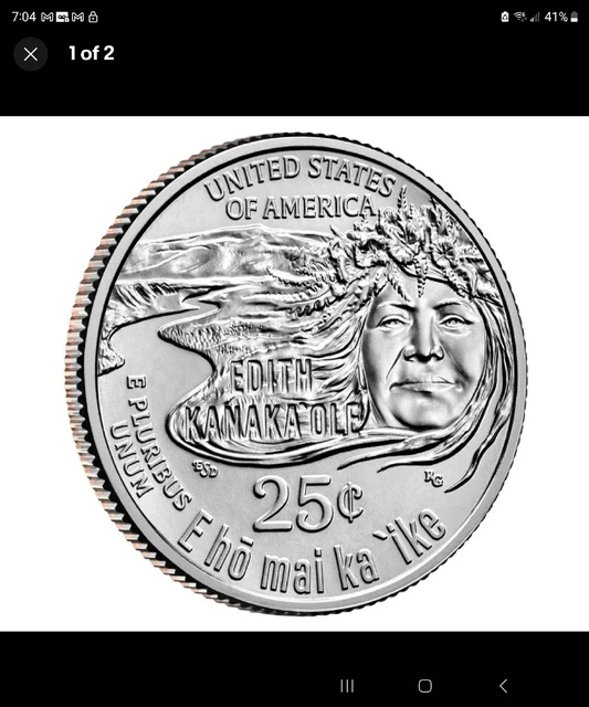 2023-P American Women Quarters Edith Kanakaʻole. 10 Uncirculated Rolls.