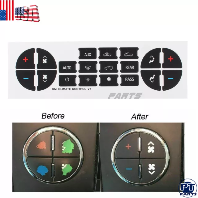 1X AC Dash Button Stickers Kit Replacement Repair Decal For Chevrolet GMC Tahoe