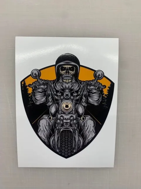 Motorcycle Skull Sticker Harley Davidson Style Tank Helmet Pannier Decal Rider