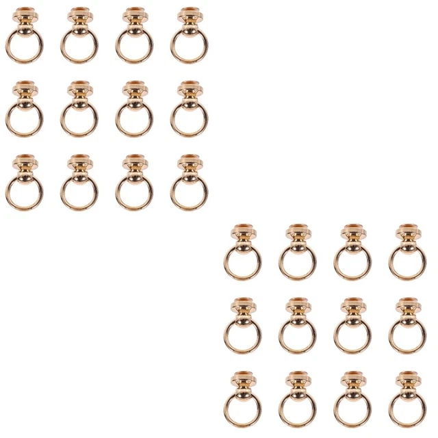 24 Pcs Bag Buckle Brass D Ring Stud Screw Post Head Buttons Rotate Rivets