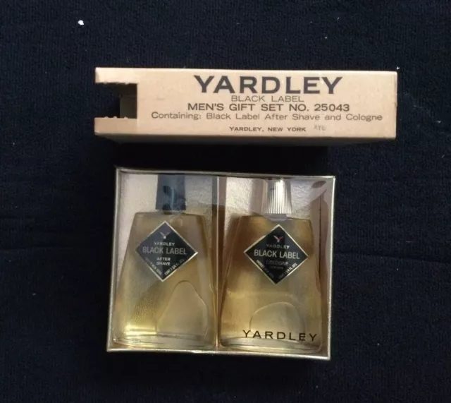 Vintage YARDLEY BLACK LABEL AFTER SHAVE & Cologne Gift Set NOS NIB