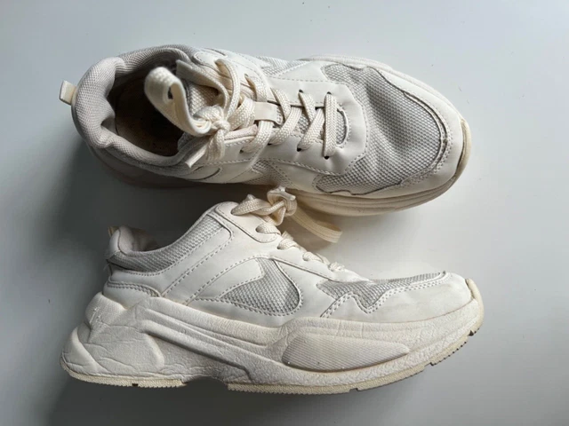 GIRLS TRAINERS H M size eur 34 uk 2.5. cream lace ups 8.99 PicClick UK