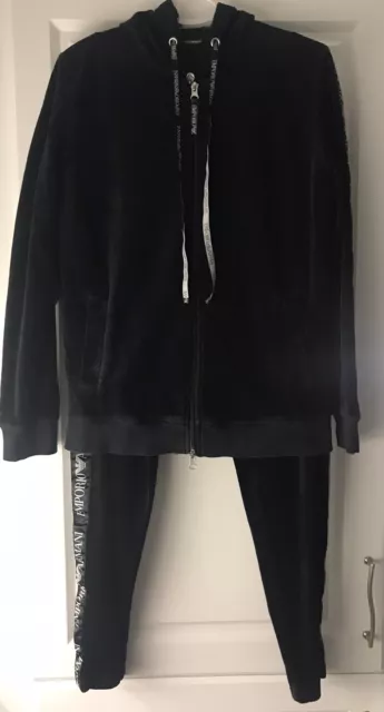 Ensemble survêtement noir velours ras bande logo Veste Pantalon Droit ARMANI T M