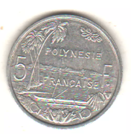 Polynesie française : pièce de 5 francs alu 1998
