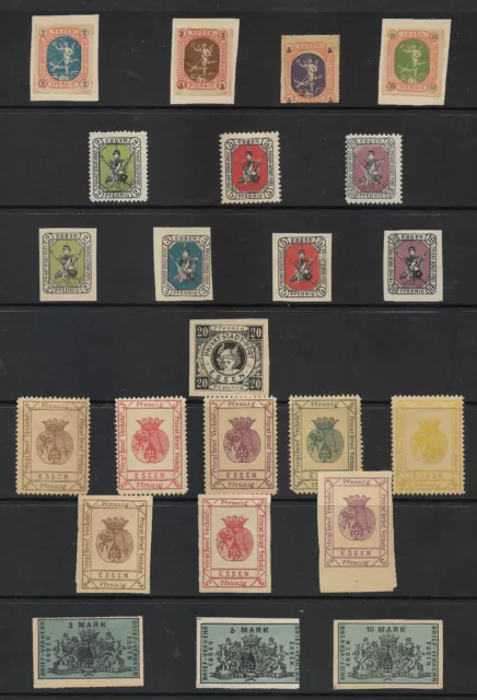 Germany Essen 19C. local stamps selection of 23 different