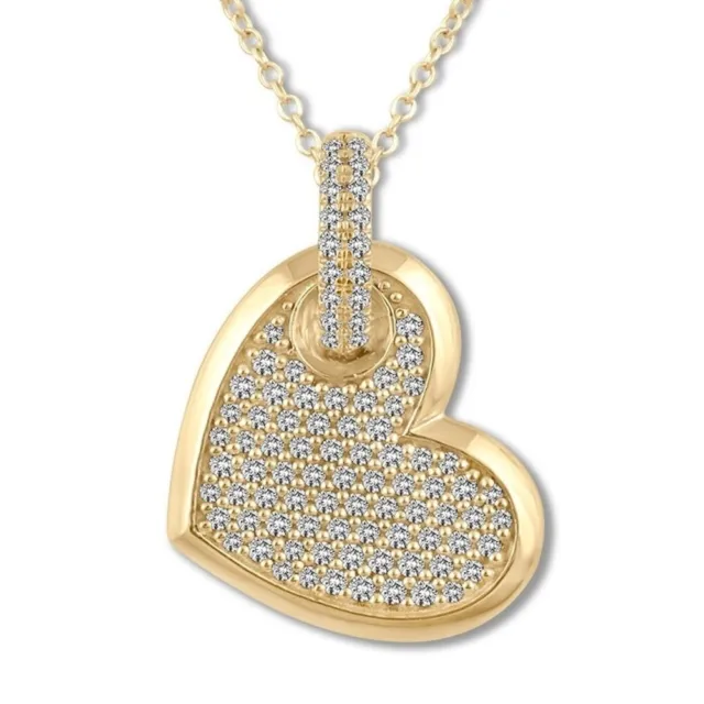 Women 925 Sterling Silver Plated Love Heart Pendant Necklace Chain CZ Crystal