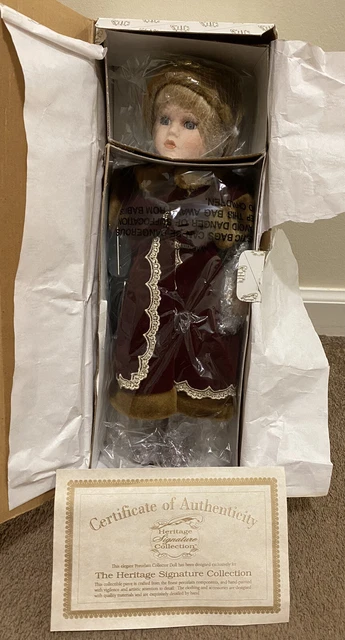 Heritage Signature Collection Christmas Winter Doll  Box, W/Certificate