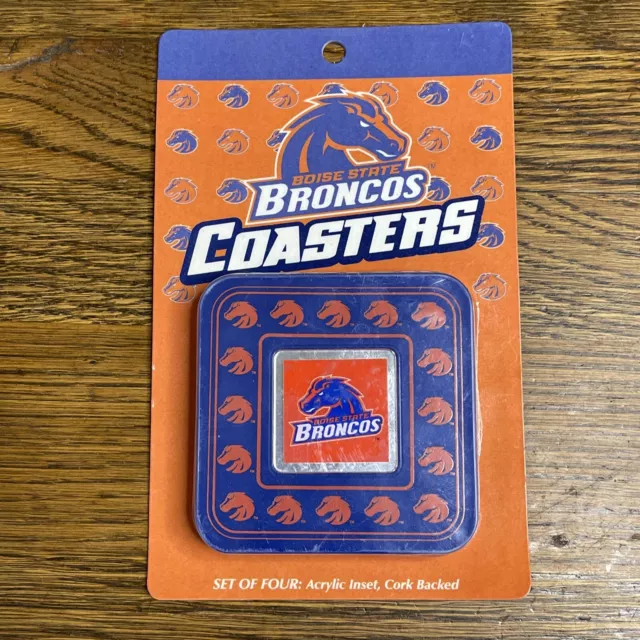 Boise State Broncos Coasters Set of Four Cork Baked Orange Blue Horse Head New