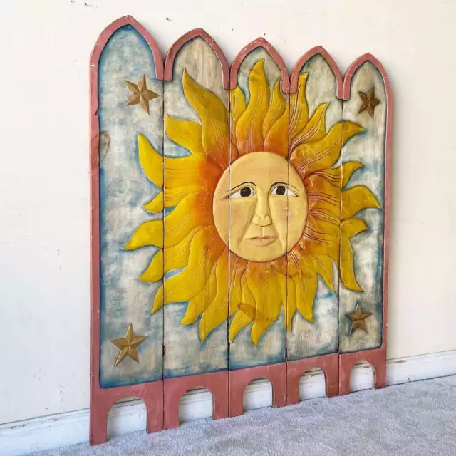 Vintage Hand Carved and Painted Sun Screen
