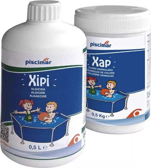 Kit Piscimar Xipi-Xap: productos para el tratamiento de piscinas pequeñas. Bote