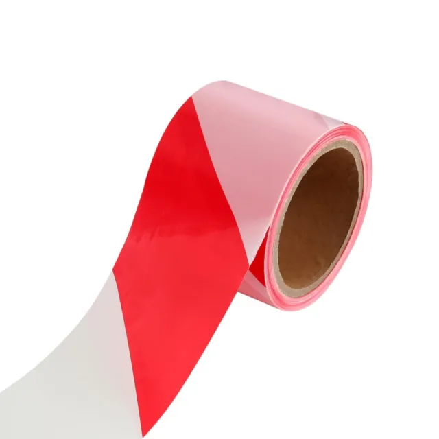 Caution Stripe Tape 3"W x 328'L Red and White 1 Roll