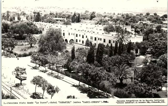 1940s PANORAMA MEXICO TEHUACAN LA TORRE HOTEL PENAFIEL RPPC POSTCARD 44-15 2