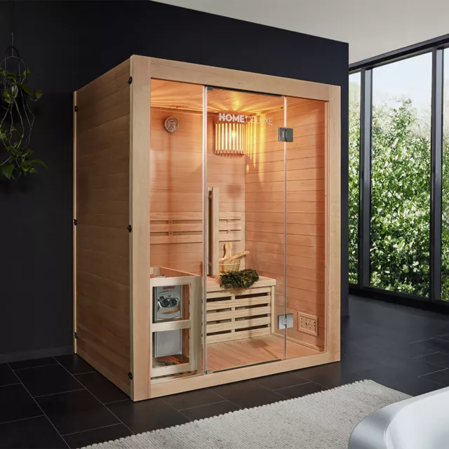 HOME DELUXE Sauna Saunakabine Hemlock Traditionell Harvia Saunaofen 2 Personen