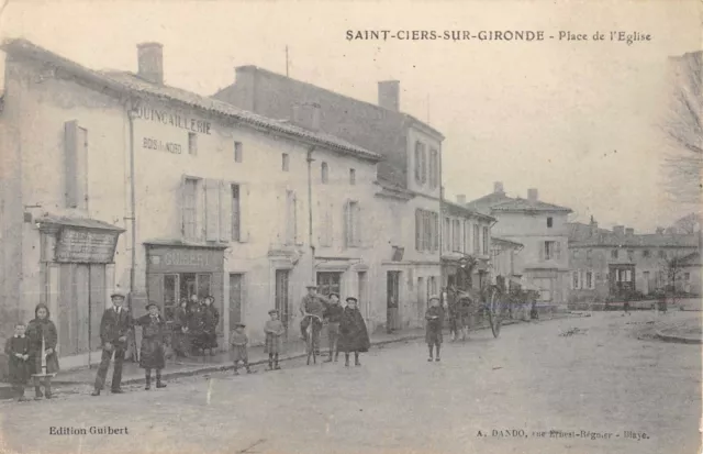 Cpa 33 Saint Ciers Sur Gironde Place De L'eglise