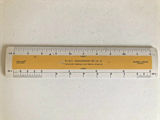 6& RULER BY BLUNDELL HARLING RIBA Conversion Scale B, No.45-V VERULAM ...