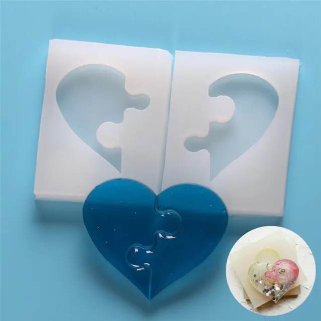 Mold Puzzle Craft Heart Silicone Necklace Casting Jewelry Resin Mould Pendant