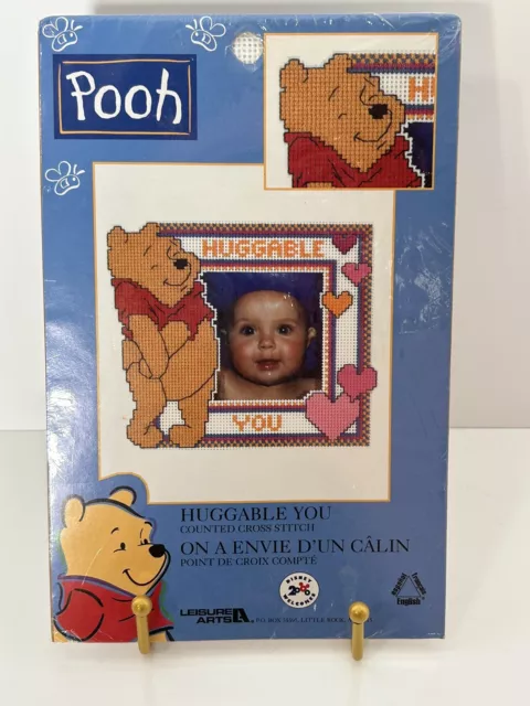 LEISURE ARTS Disney POOH Counted Cross Stitch Frame HUGGABLE YOU Item # 113264