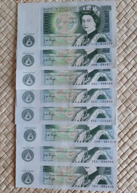 Genuine Old 1 Pound Notes    Used, But Virually UNCIR.  Priced EACH, ONLY 4 Left