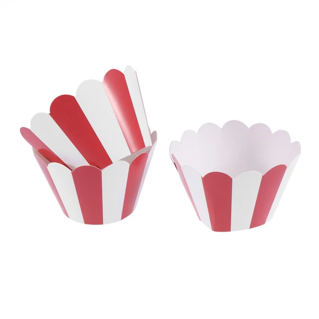 24 piezas envolturas de cupcake a rayas papel hornear pastel decoración envolturas soporte