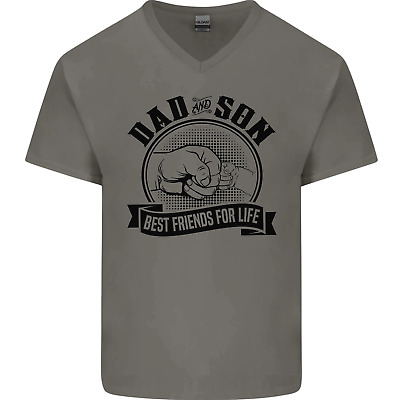 Dad & Son Best Friends For Life Mens V-Neck Cotton T-Shirt