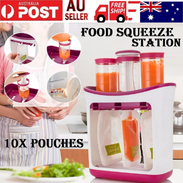 Kids Baby Food Maker Feeding Squeeze Station Healthy Pouch Fruit Juice Maker AU