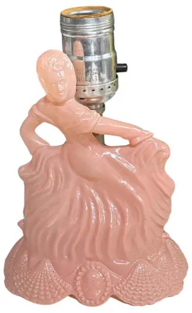 Art Nouveau Dancing Lady Boudoir Lamp French Pink Victorian Glass Shells Cameo