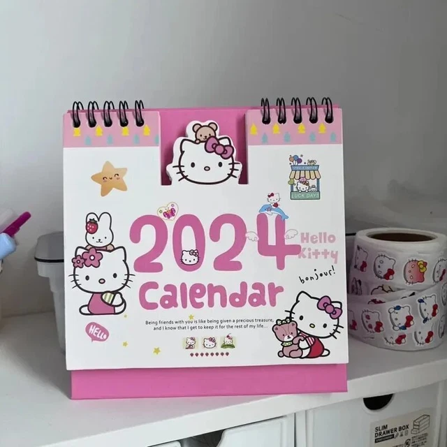 2024 SANRIO HELLO Kitty Calendar Kawaii Desk Calendar Cartoon Weekly