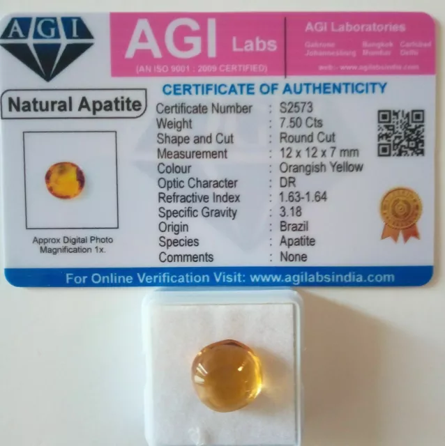 Apatite jaune orange du brésil - 7,50 carats avec certificat 2
