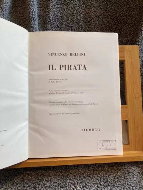 Bellini Il Pirata Partition chant piano reliée éditions Ricordi