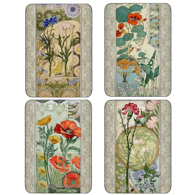 Set of four Art Nouveau style flowers swap playing cards