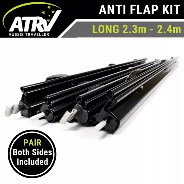 Aussie Traveller Long Anti Flap Kit for Roll Out Caravan Awning RV - Black AFK