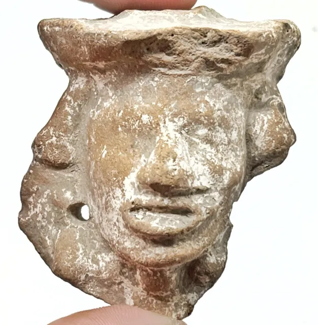 RARE Pre Columbian Clay Pottery Anthropomorphic Head Effigy Old Artifact
