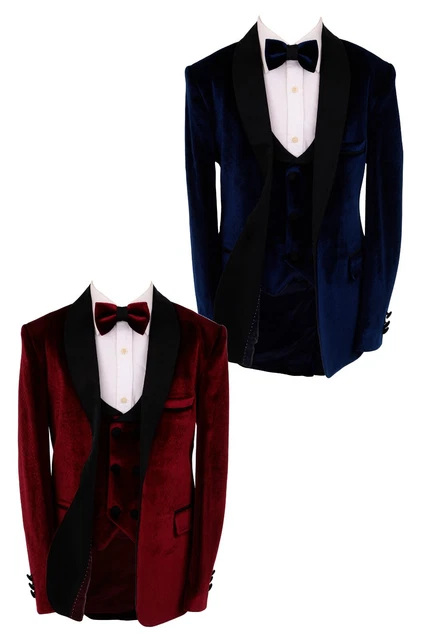 Boys Velvet Tuxedo Suit Formal Wedding Dinner Winter Pageboy 7 Piece Complete Se