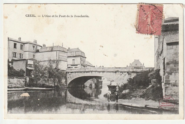 CREIL - Oise - CPA 60 - Enfants au pont de la Boucherie