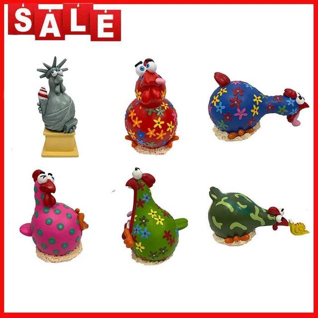 Chicken Statue Desk Ornament Courtyard Fairy Garden Decoration Funny Cute
