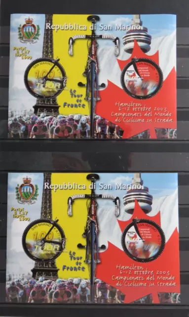 San Marino 2003, 2 x postfrischer  Block 33, "100 Jahre Tour de France"