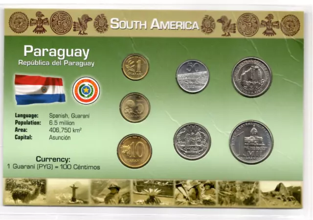 Littleton World Coin Set Paraguay UNC 1992-2006 50,100,500,1000 Guaranies 2006