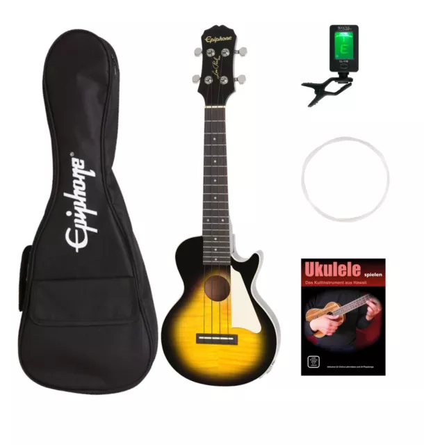 Schöne Epiphone Les Paul Concert Ukulele VS Mahagoni mit Gigbag & Zubehör