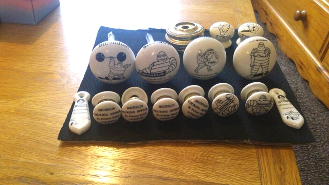 Michelin Man Bibendum Ceramic Door Knobs & keyhole covers ( QTY ) Michelin Tyres