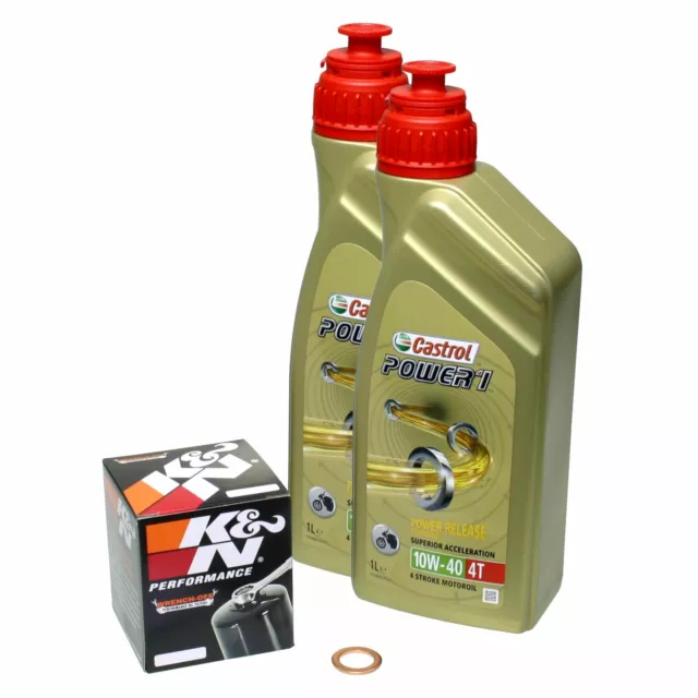 Kawasaki KLE 650 Versys, 07-15 LE650A LE650C; Castrol Power1 10w40 Öl K&N Filter