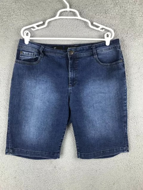 Nine West Jeans Womens Mid Rise Bermuda Stretch Blue Jean Shorts Size 16