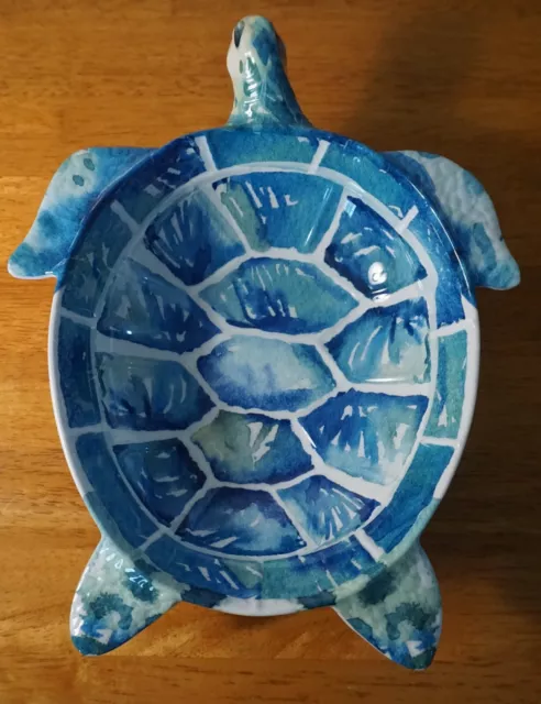 Sea Turtle Green Blue Bowl Tiki Beach Bar Tropical Coastal Kitchen Home Decor