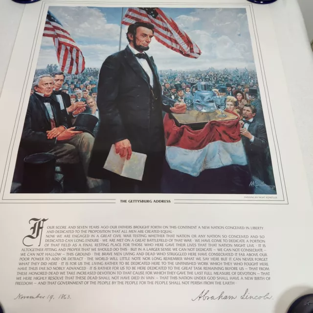 1994 Mort Kunstler Gettysburg Address Abraham Lincoln Poster Copy of 1988 Print