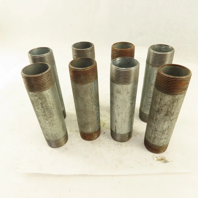 1-1/4" NPT x 6" Galvanized Iron Pipe Nipple Fitting Schedule 40 Lot of 8