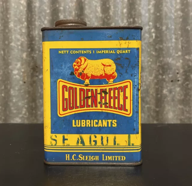 Golden Fleece CinemaScope 1 Imperial Quart Vintage Motor Seagull Oil Tin