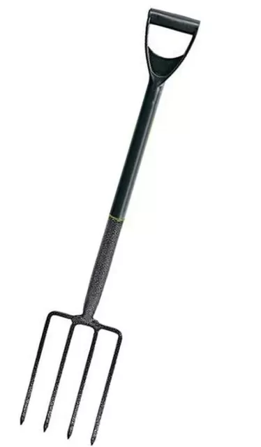 Heavy Duty Garden Border Fork 4 Prong D Handle Carbon Steel Digging Fork Tool UK